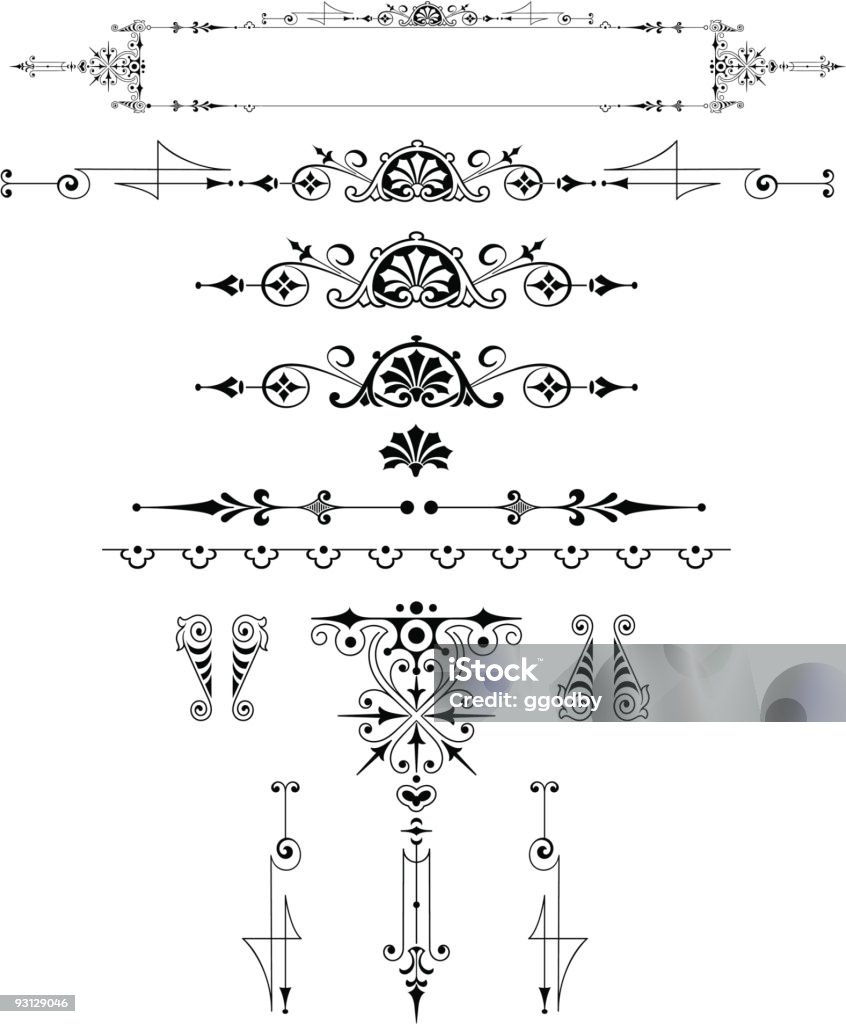 Vectorized スクロール要素 - アールヌーボーのロイヤリティフリーベクトルアート