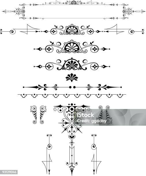 Vectorized Ver Elementos - Arte vetorial de stock e mais imagens de Art Nouveau - Art Nouveau, Rolo de Papel, Estilo Vitoriano