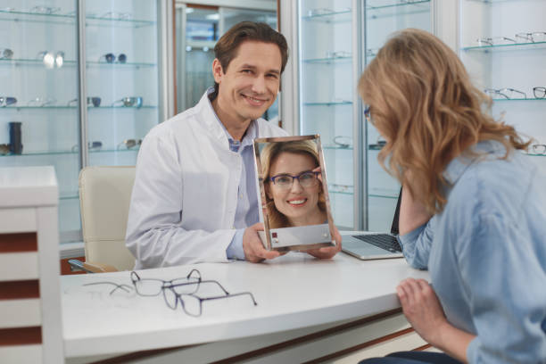 istock Happy female watching at reflection opposite doctor 931292164