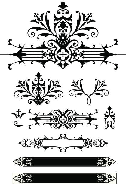 vektor scroll-elemente 2-1306 - art nouveau wild west art deco scroll stock-grafiken, -clipart, -cartoons und -symbole