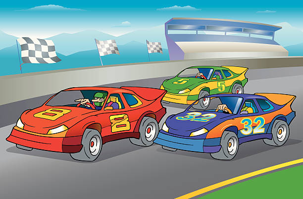 ilustrações, clipart, desenhos animados e ícones de dia de carro de corrida - racecar color image illustration technique speed