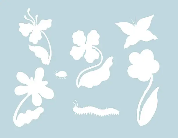 Vector illustration of floral group silhouette 2