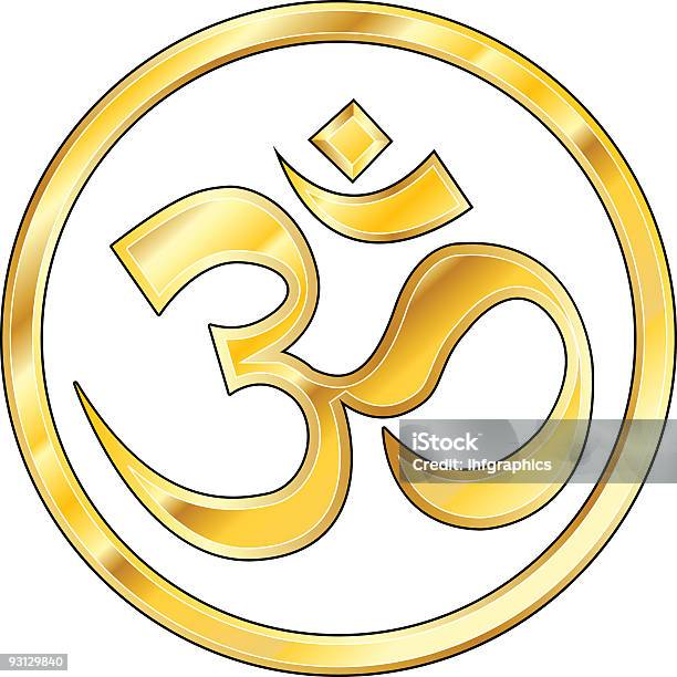 Hinduista Om Ikony Błyszczący Złoty - Stockowe grafiki wektorowe i więcej obrazów Bez ludzi - Bez ludzi, Bogini, Brahma