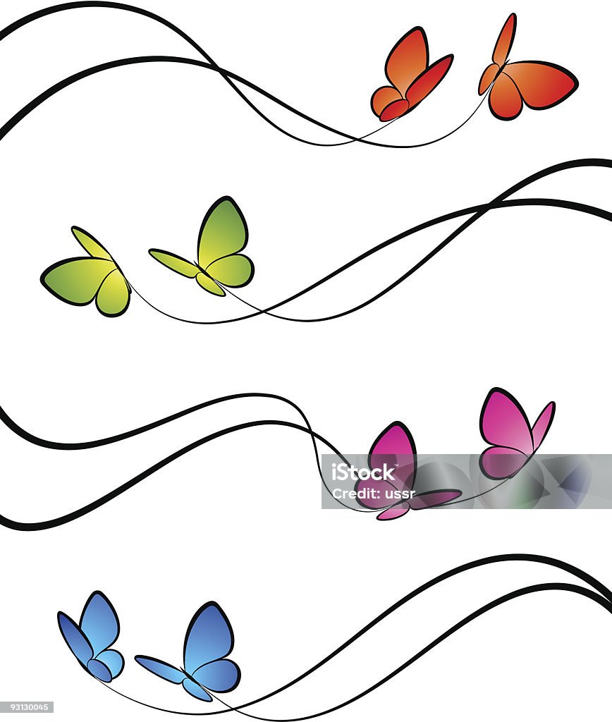 Mariposas. Elementos de diseño. - arte vectorial de Abstracto libre de derechos