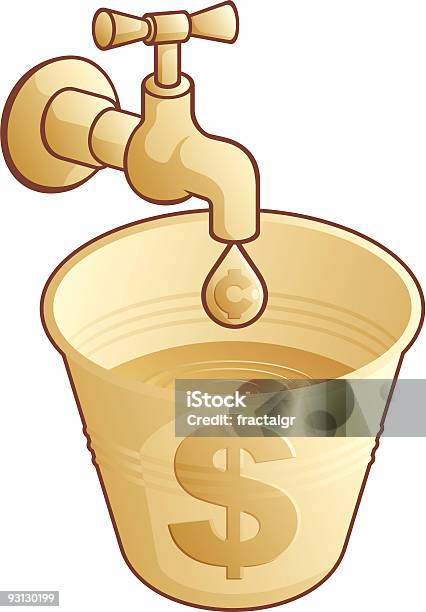 Making Dollars Stock Illustration - Download Image Now - Currency, Faucet, Bucket