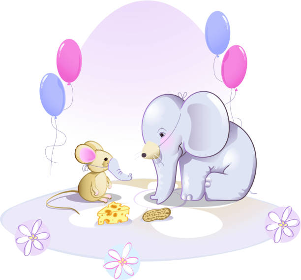 Elephant and Mouse vector art illustration