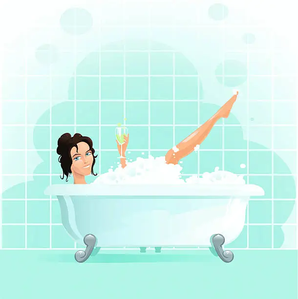 Vector illustration of Woman in Bath