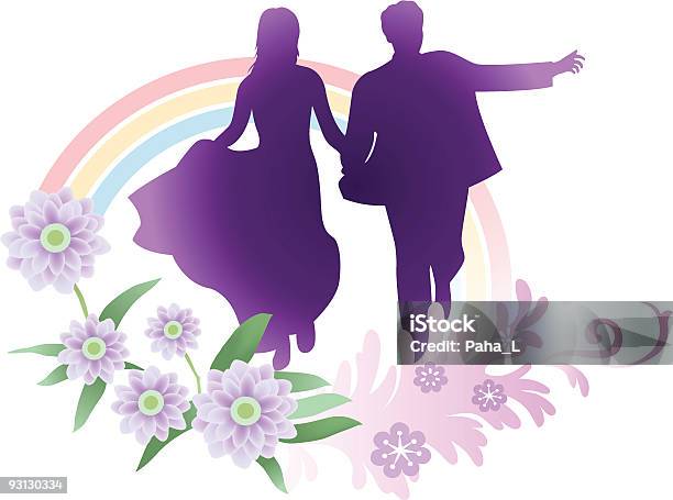 Sposa E Lo Sposo In Esecuzione - Immagini vettoriali stock e altre immagini di Abbigliamento formale - Abbigliamento formale, Adulto, Amore