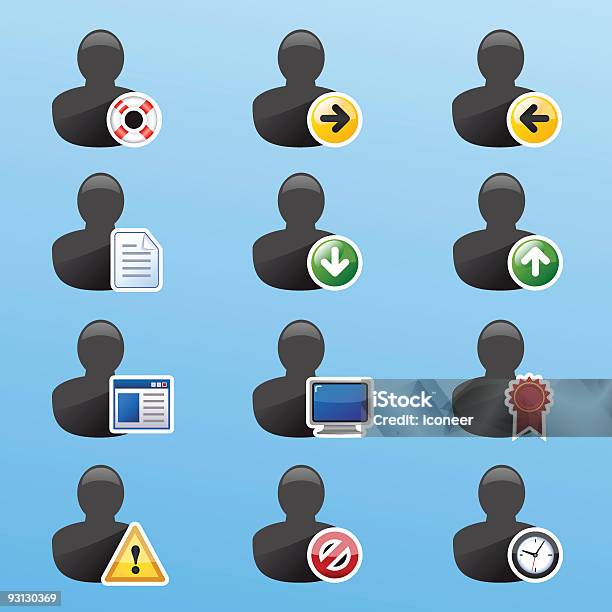 Benutzer Action Iconset 3 Stock Vektor Art und mehr Bilder von Anleitung - Konzepte - Anleitung - Konzepte, Argwohn, Bericht