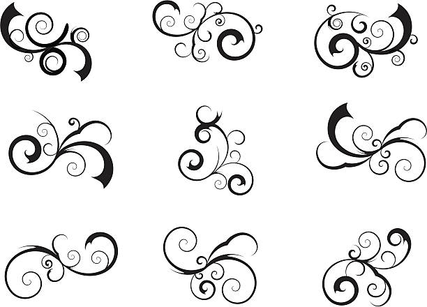 Set of scrolls vector art illustration