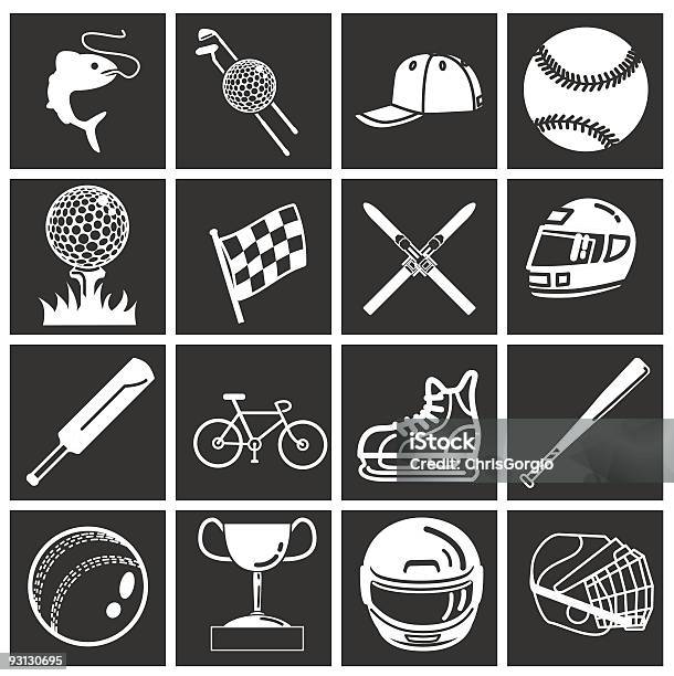 Ilustración de Iconos De Deporte y más Vectores Libres de Derechos de Andar en bicicleta - Andar en bicicleta, Bicicleta, A cuadros