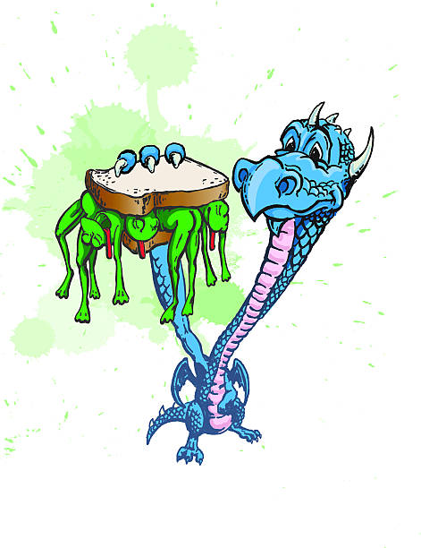 Dragons frog sandwich vector art illustration