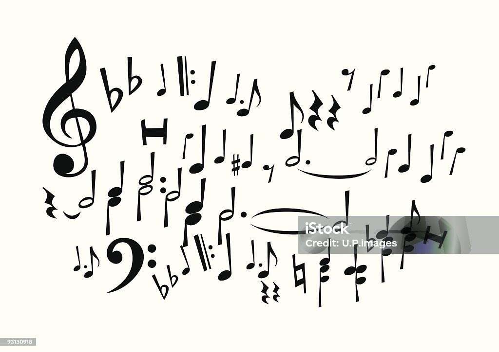 Music Notes dibujo a mano alzada (no comunes dingbats - arte vectorial de Nota musical libre de derechos