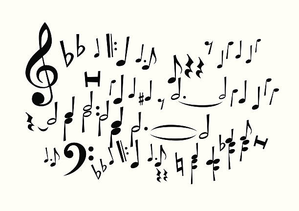 Music Notes Freehand Drawing (not common dingbats) vector art illustration