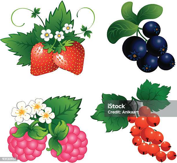 Conjunto De Berry - Arte vetorial de stock e mais imagens de Alimentação Saudável - Alimentação Saudável, Amora Preta, Comida