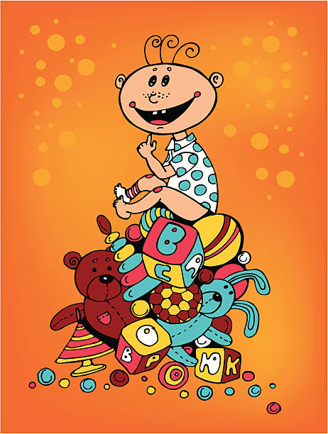 ベビー、おもちゃ - offspring child playing playful点のイラスト素材／クリップアート素材／マンガ素材／アイコン素材
