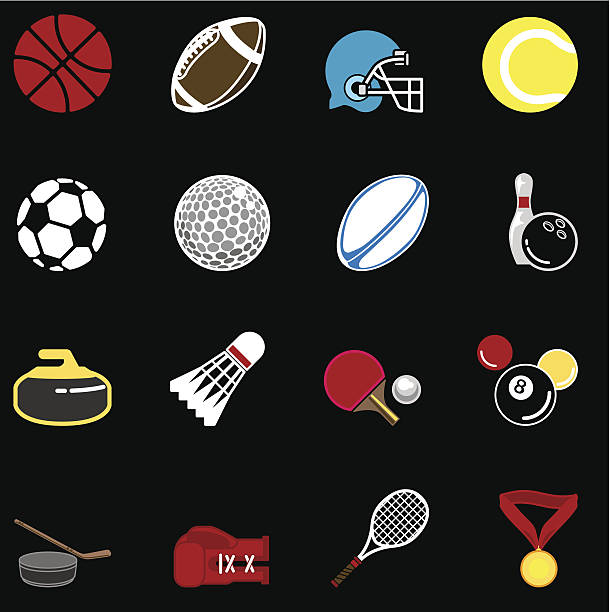 спорт икона серии - tennis tennis ball ball black background stock illustrations