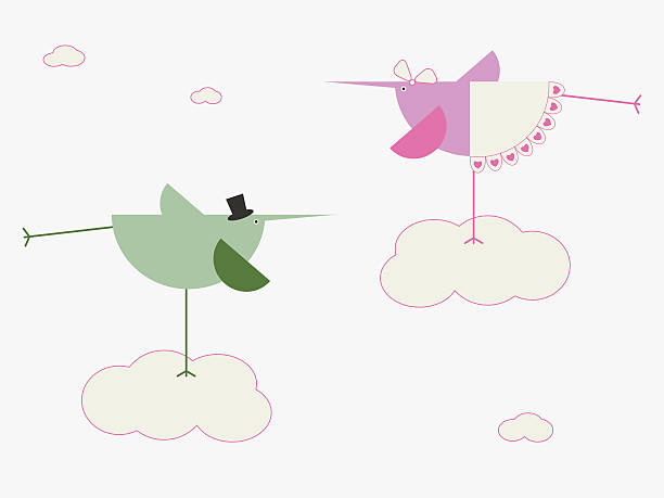 Love birds vector art illustration