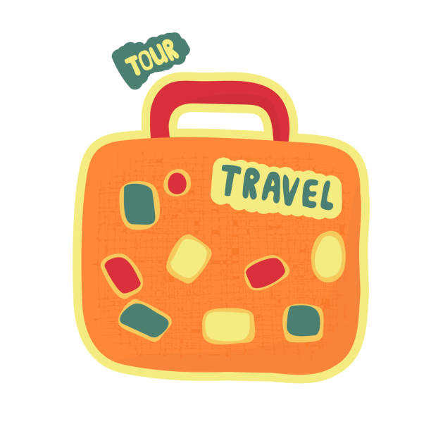 Travel bag or suitcase. Going on a trip. A symbol of tourism and traveler Travel bag or suitcase. Going on a trip. A symbol of tourism and traveler. Vector priority baggage tag stock illustrations