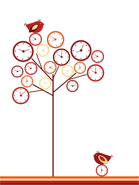 Clock tree vector art illustration