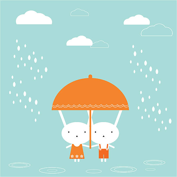 Under tha rain vector art illustration