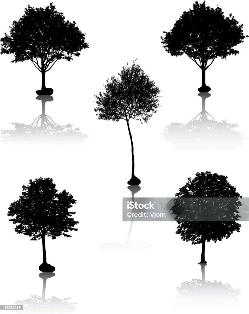 Baum Silhouetten. [ Vektor ]. - Lizenzfrei Abgeschiedenheit Vektorgrafik