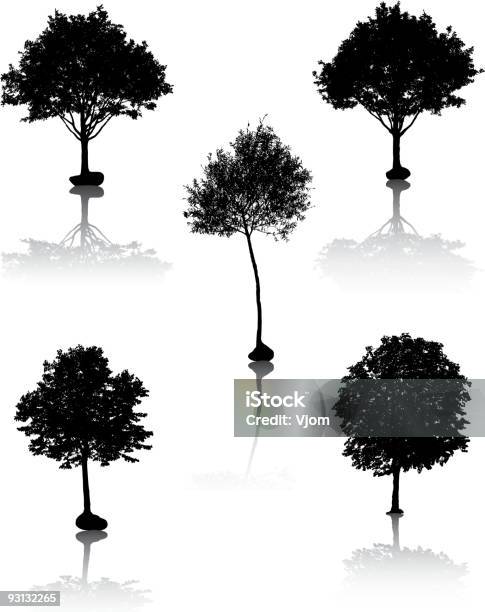 Baum Silhouetten Vektor Stock Vektor Art und mehr Bilder von Abgeschiedenheit - Abgeschiedenheit, Alt, Ast - Pflanzenbestandteil