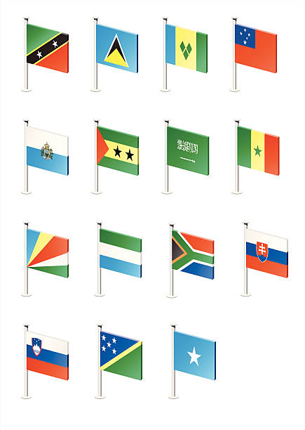 flaga zestaw ikon (część 10 - qatar senegal stock illustrations