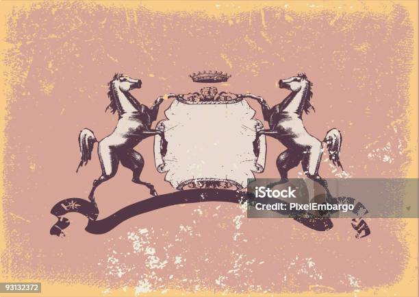 Heraldic Shield Stock Vektor Art und mehr Bilder von Pferd - Pferd, Zwei Tiere, Altertümlich