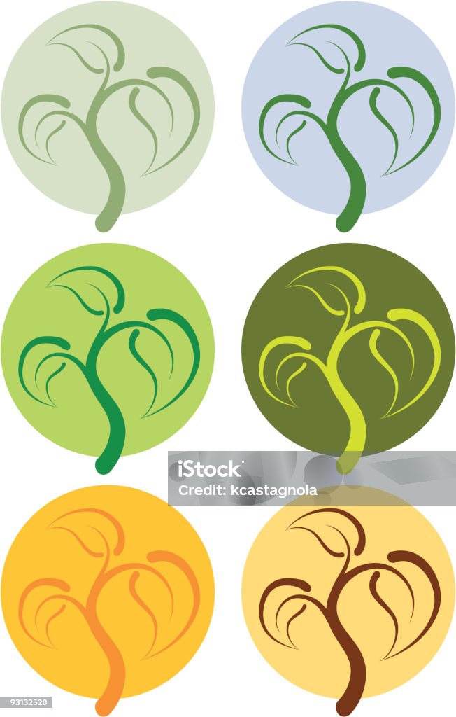 Três ícones de folhas de plantas - Vetor de Azul royalty-free