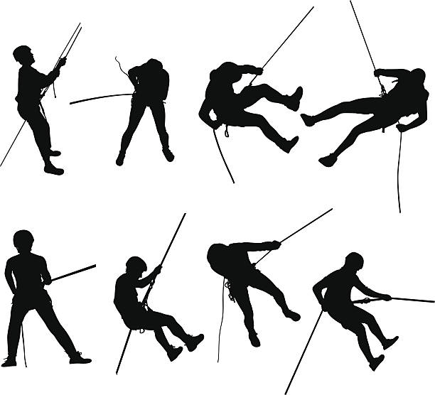 Rappelling silhouettes For more silhouettes or Canyoning and Rappelling photos, please visit my gallery.  head protector stock illustrations