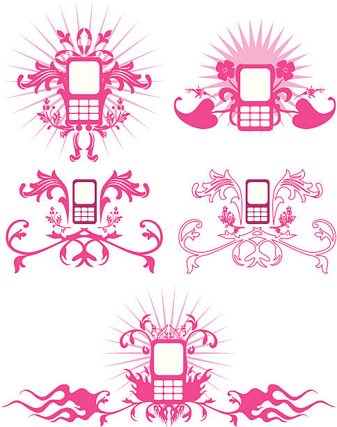 mobile phone icon set vector art illustration