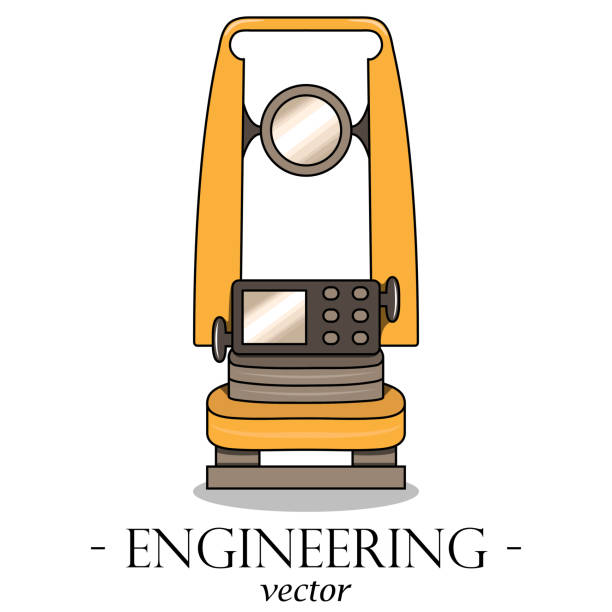 ilustrações de stock, clip art, desenhos animados e ícones de vector color engineering logo of a theodolite. geodesy. - tachymeter