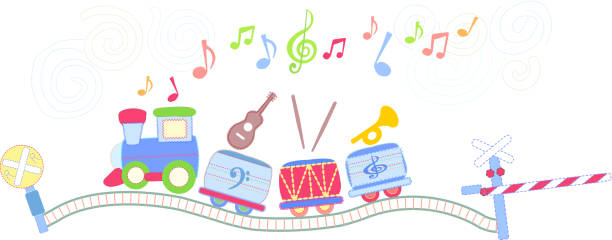 Musical Train vector art illustration