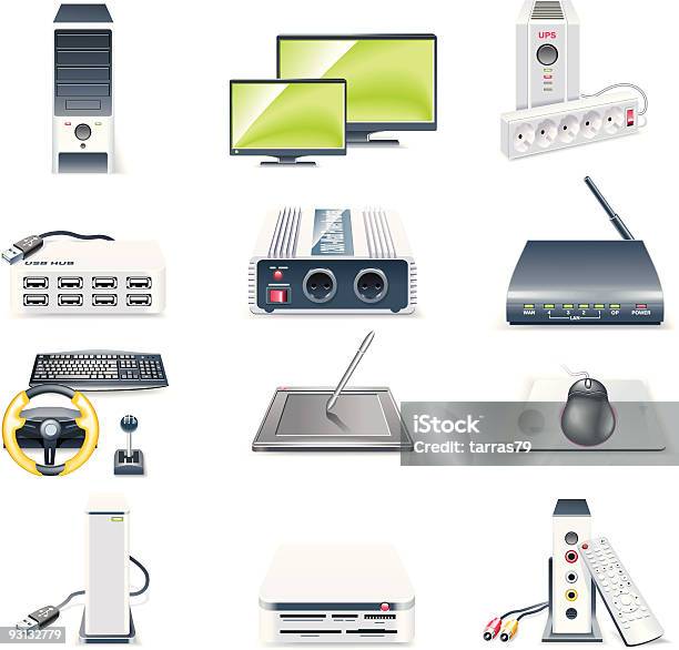 Detailed Computer Parts Icon Set Part 2 Stock Illustration - Download Image Now - Power Inverter, Computer Keyboard, Computer Mouse