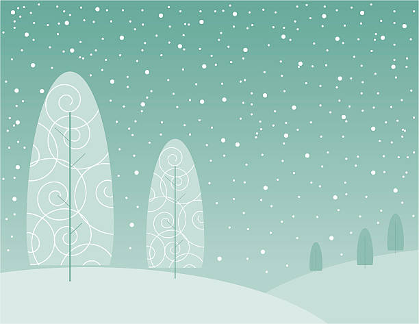 Winter trees vector art illustration