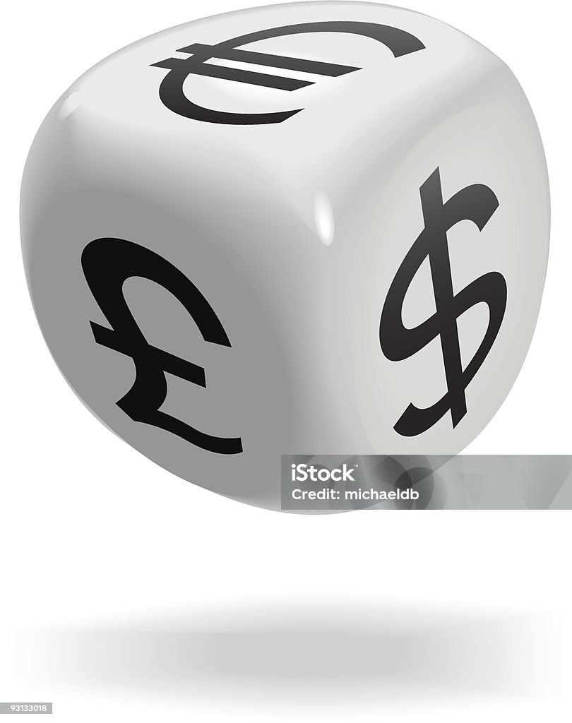 Dice cube rolls currency symbols of money  Banking stock vector