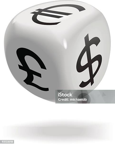 Dice Cube Rolls Currency Symbols Of Money Stock Illustration - Download Image Now - Banking, Black Color, British Currency