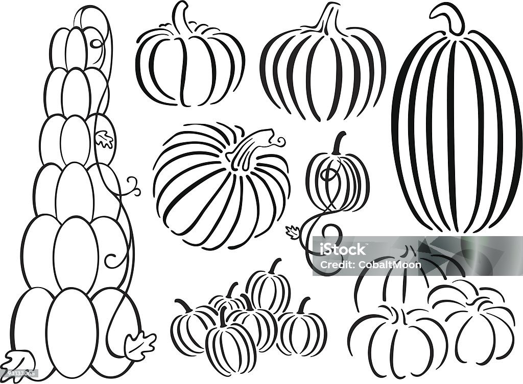 Calabaza Juego de diseño - arte vectorial de Estación - Entorno y ambiente libre de derechos