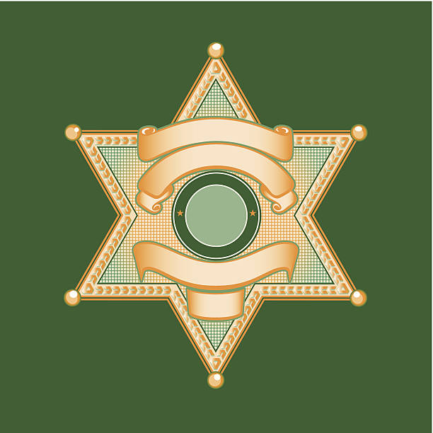 Sheriff or Police Badge This badge could be used in a spot color printed job - the entire image uses two ink colors. police badge illustrations stock illustrations