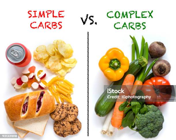 Carbohidratos Buenos Versus Carbohidratos Malos Foto de stock y más banco de imágenes de Carbohidrato - Carbohidrato, Aspiraciones, Zanahoria