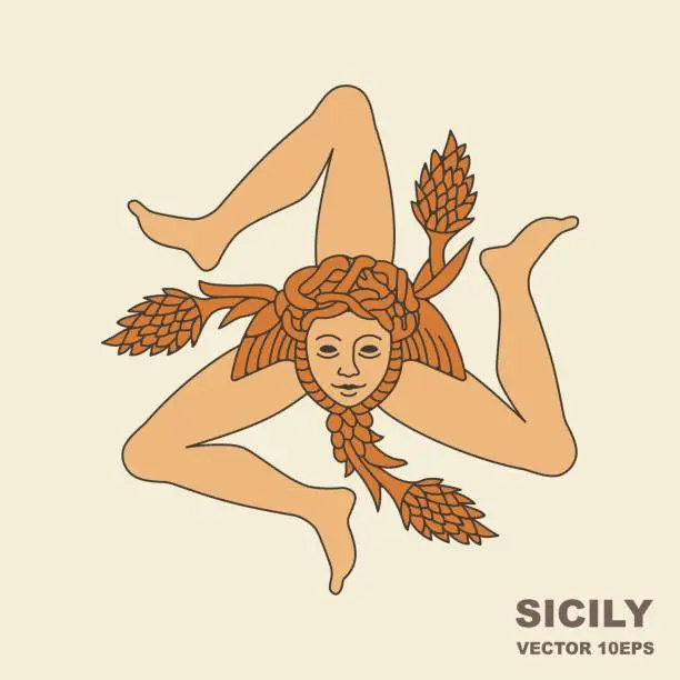 Vector illustration of The traditional heraldic symbol of Sicily