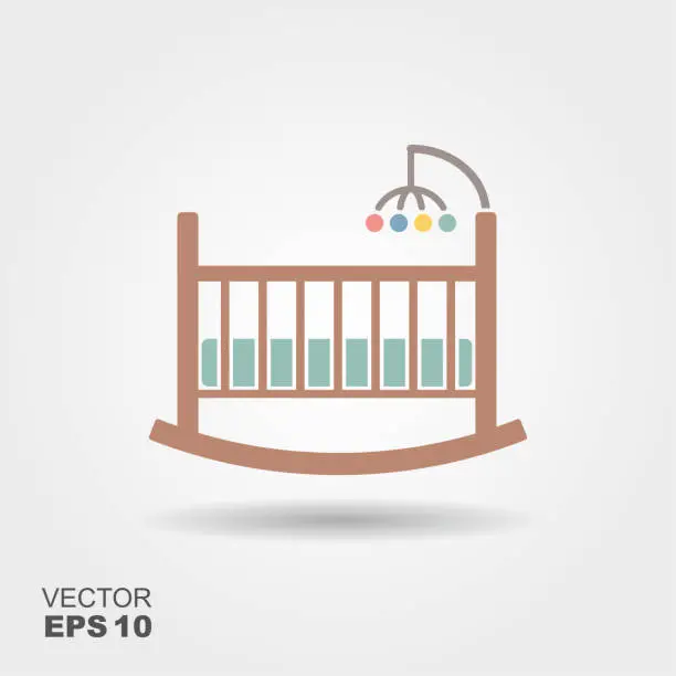 Vector illustration of Baby cradle bed icon.