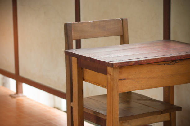istock Chair in empty classroom with hand write, lecture armchairs in school 931334248