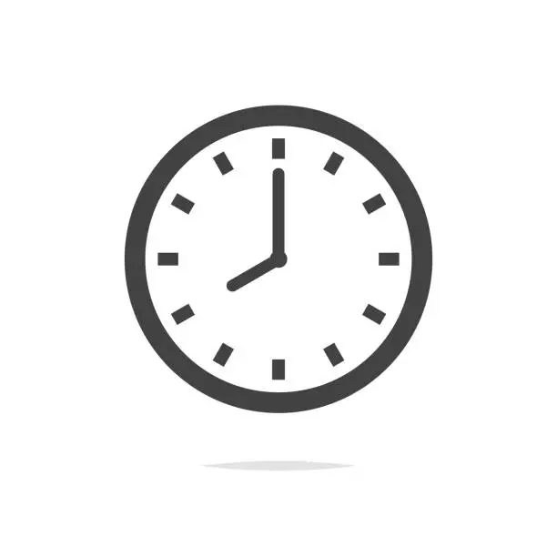 Vector illustration of Clock vector icon isolated