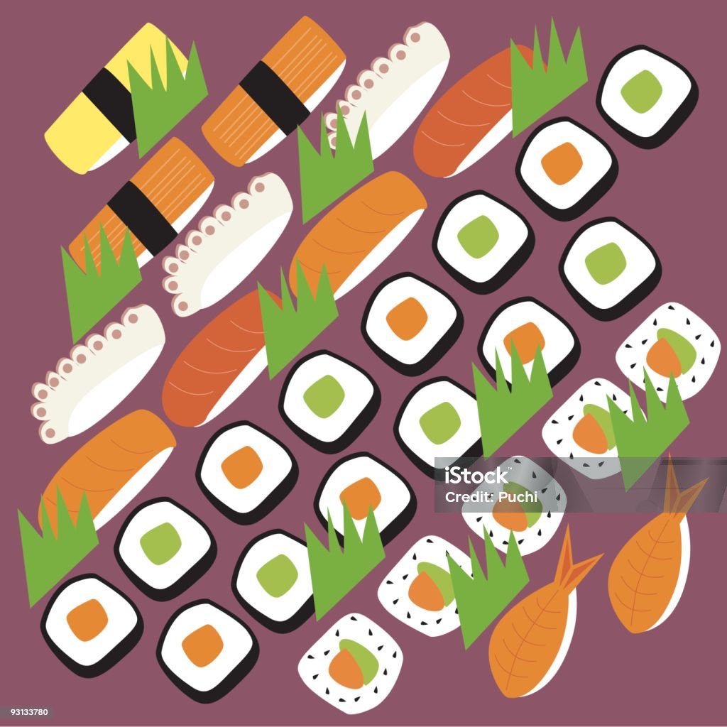 Piatto di sushi - arte vettoriale royalty-free di Sushi