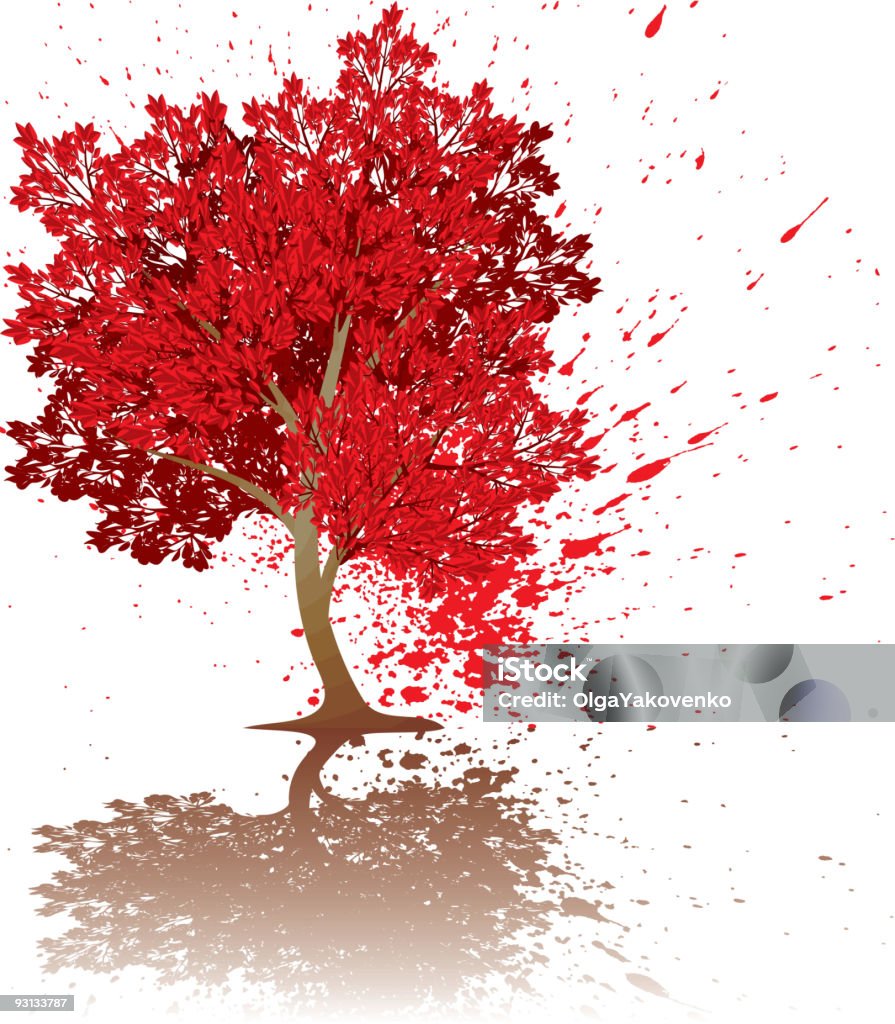 Árbol de rojo - arte vectorial de Poinciana real libre de derechos