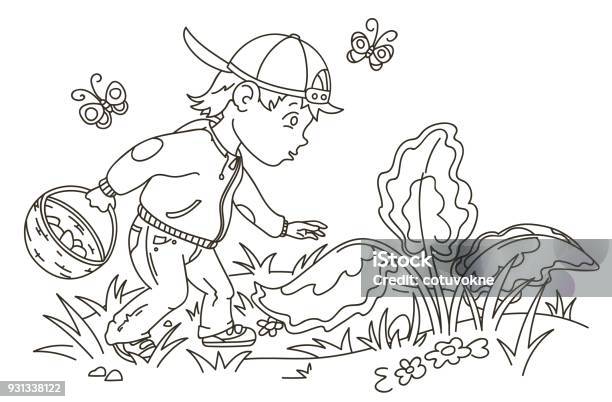 Easter Egg Hunter Boy Stock Illustration - Download Image Now - Activity, April, Art