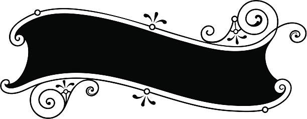 ilustrações, clipart, desenhos animados e ícones de ribbon3 - victorian style frame ornate black border