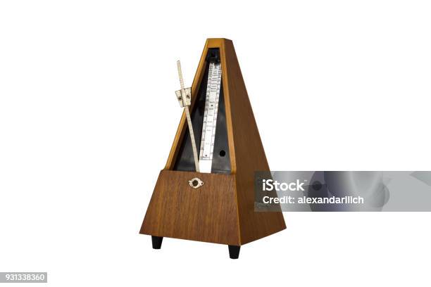 Vintage Metronome Isolated On White Background Musical Equipment Stock Photo - Download Image Now
